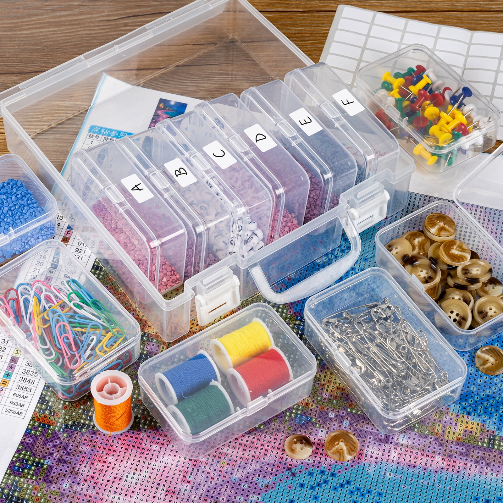 12 Slots Bead Storage Box, Bead Organizer Box, Diamond Paintings Accessory  Storage Containers for Craft Seed Jewelry Beads Rings Charms Glitter Rhinestones (1 Pack)