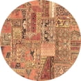 thumbnail image 1 of Ahgly Company Indoor Round Patchwork Brown Transitional Area Rugs, 3' Round, 1 of 4