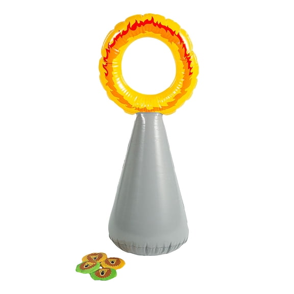 13 1/2" x 36" Inflatable Carnival Fire Hoop & Lions Bean Bag Toss Game – 5 pieces