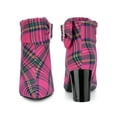 thumbnail image 4 of BLISSFUL STEP Women's Plaid Chunky Heel Pointy Toe Rhinestone Bow Ankle Boots Purple 6, 4 of 4