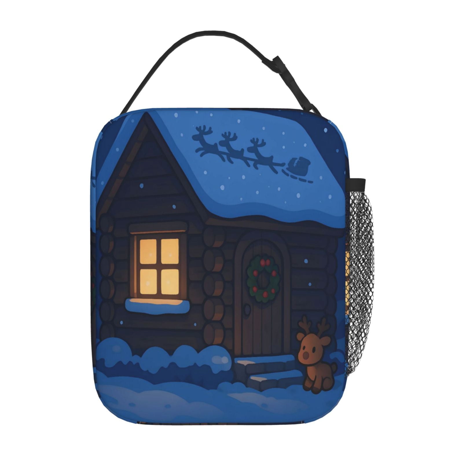 Lunch Bag For Women Men Insulated Portable Lunch Box Bento Box Office Picnic Travel Cooler Bag A House In The Snowy Winter