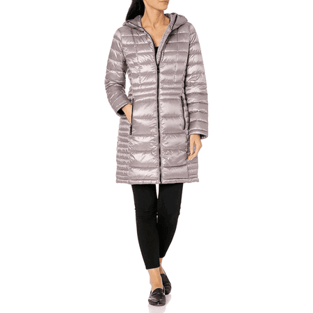 Calvin Klein Hooded Puffer Longline Coat, Women's XS