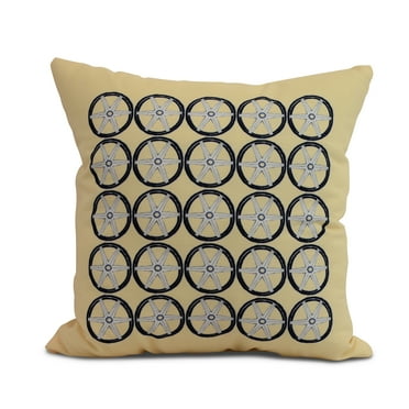 Simply Daisy, 18 x 18 inch, Nautical Geo Square, Geometric Print Pillow, Yellow