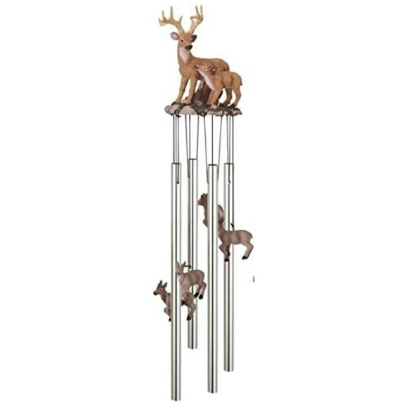 StealStreet SS-G-41636 Wind Chime Round Top Deer with Fawn Baby Garden Decoration Windchime