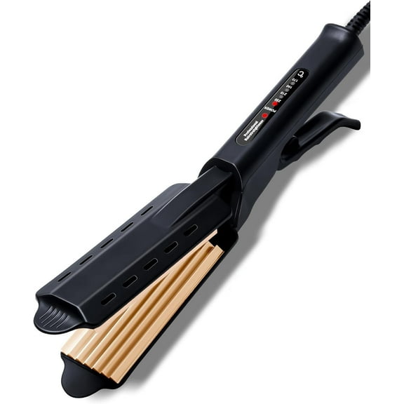 Hair Crimper Iron, Adjustable Temperature, Dual Voltage, Black