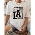 thumbnail image 1 of Retro-Inspired "LA" Graphic Tee for Women - Casual Round Neck Short Sleeve, 100% Polyester, Machine Washable, with LA-Inspired Print - Perfect for Summer, Casual Outings Apparel|Bold Print Top|Polyes, 1 of 6