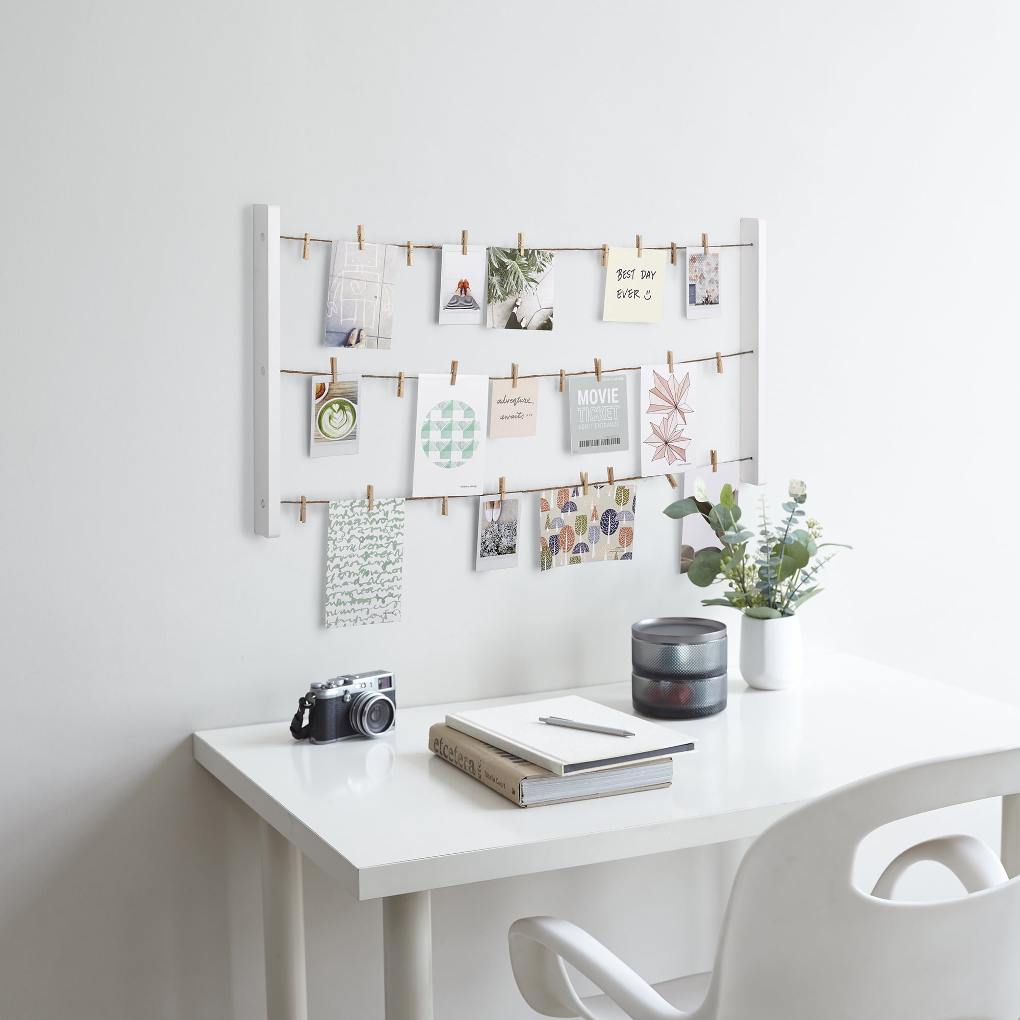 Mainstays 15x30 25-Piece White Clothesline Clip Collage Picture Frame