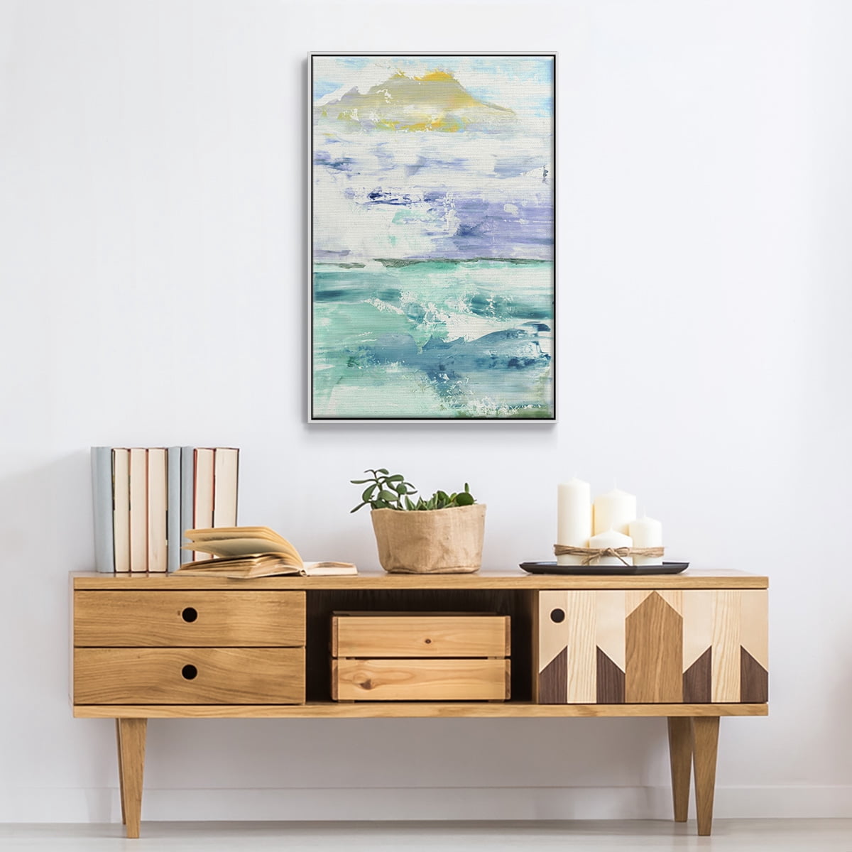 Fantasy Seascape Framed Premium Gallery Wrapped Canvas - Ready to Hang - 17 x 25 - White Floating Frame