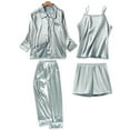 thumbnail image 2 of MuZeFu Pajamas for Women Set Satin Women's Satins Silk Nightwear Tank Tops Shorts Blouse Trousers Four-Piece Pajamas Sets, 2 of 7