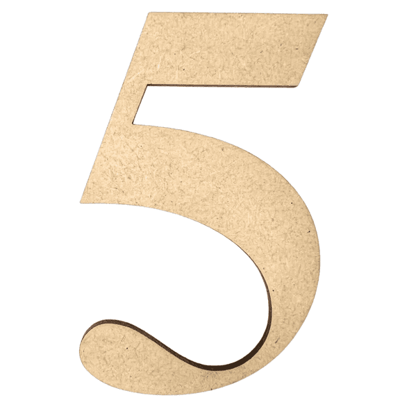 22" Tall MDF Number 5| 1/4" Thick | Krafty Supply Letters | Times | Wooden Letter