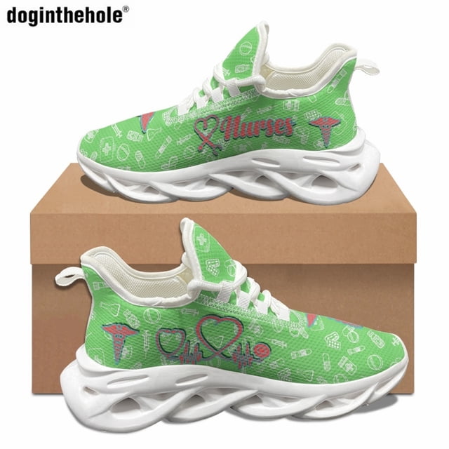 Zapatillas de deporte planas informales de verano para mujer con equipo médico Caduceus, cómodas y transpirables, con suela vulcanizada para correr