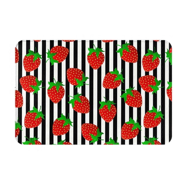 Striped Strawberry Indoor Doormat Non-Slip Front Door Mats Washable Mats For Entryway, Floor Inside Back Door Porch Outdoor Indoor 16x24in