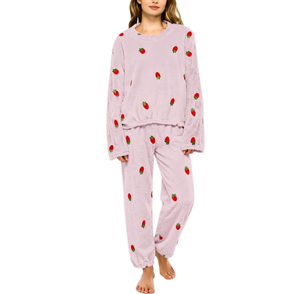 Women‘s Flannel Pajamas Set Long Sleeve Princess Neck Sleepwear Loungewear Cozy Winter Nightwear