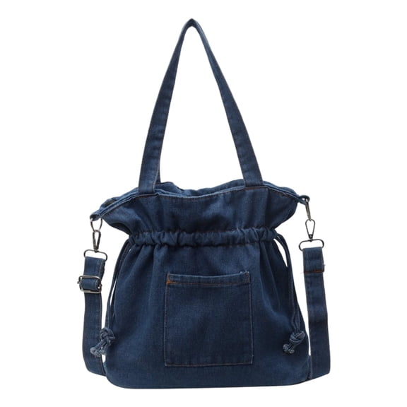 AOMRCOL Handbags for Women,Denim Underarm Bag with Removable Shoulder Strap,Drawstring Closure Bucket Bag,Women's Tote Handbags,Blue