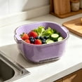 thumbnail image 5 of Double Layer Colander Two Tier Wash Basin, Plastic Kitchen Fruit Vegetable Rinsing Draining Container, Multifunctional Food Washing Basket for Daily Household Meal Prep, Purple, 5 of 7