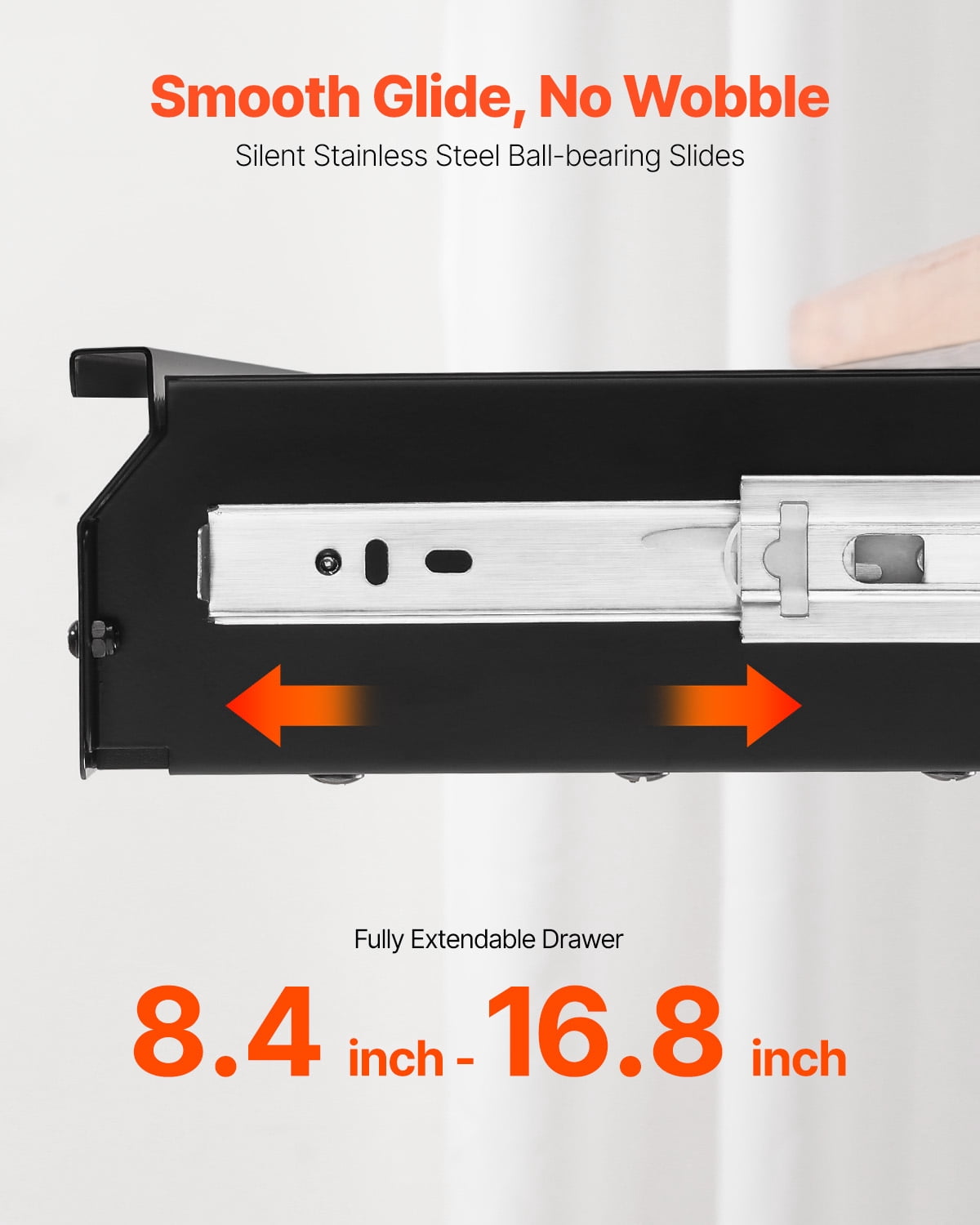 VEVOR 33" Wide Under Desk Drawer Slide Out, Under Desk Mount Pull Out Drawer Attachment, Hidden Desk Storage Organizer, Under Table Pencil Drawer for Office Home Sit Stand Workstation, 33x9x4 In