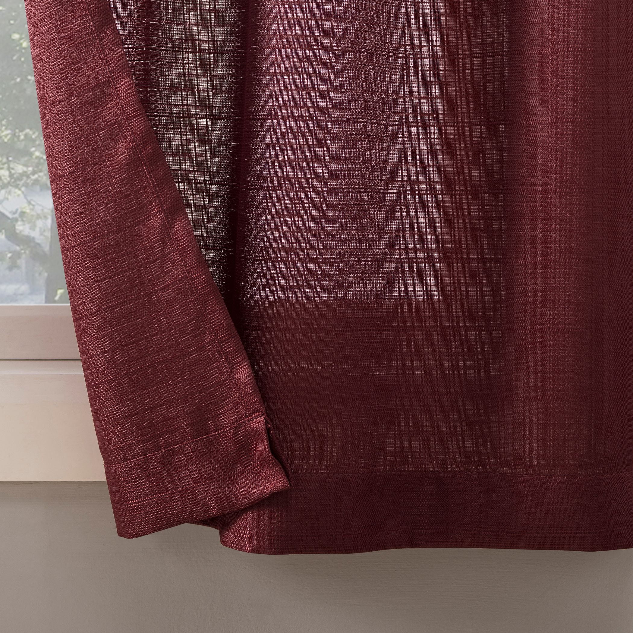 Mainstays Semi-Sheer Curtain Tier Pair and Valance Set, 3-Piece, Wine, 54 in W x 24 in L