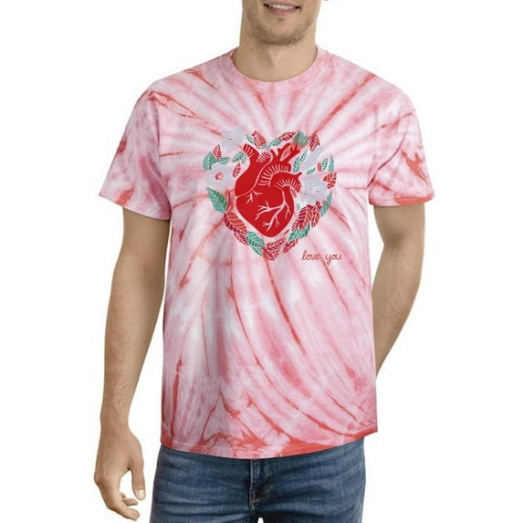 Realistic Heart W Flowers Tie Dye Cyclone Men -Image by Shutterstock, Male Large