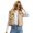 Khaki, variant on Women Padded Vest Lightweight Stand Collar Sleeveless Short Warm