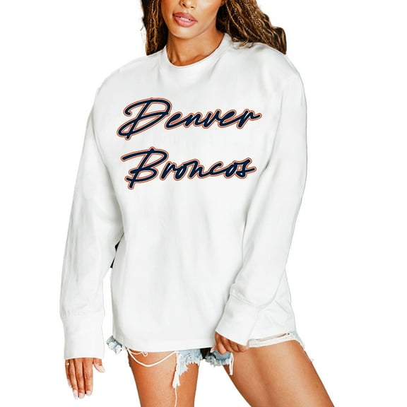 Women's Gameday Couture White Denver Broncos Classic Comeback Oversized Long Sleeve T-Shirt