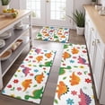 thumbnail image 2 of White Dinosaurs Flowers Pattern Kitchen Rugs Sets Of 3,Kitchen Runner Rugs Non Skid Washable,Decorative Kitchen Floor Mats for Kitchen,Sink,Laundry,17"x30"+ 17"x47" + 17"x59", 2 of 6