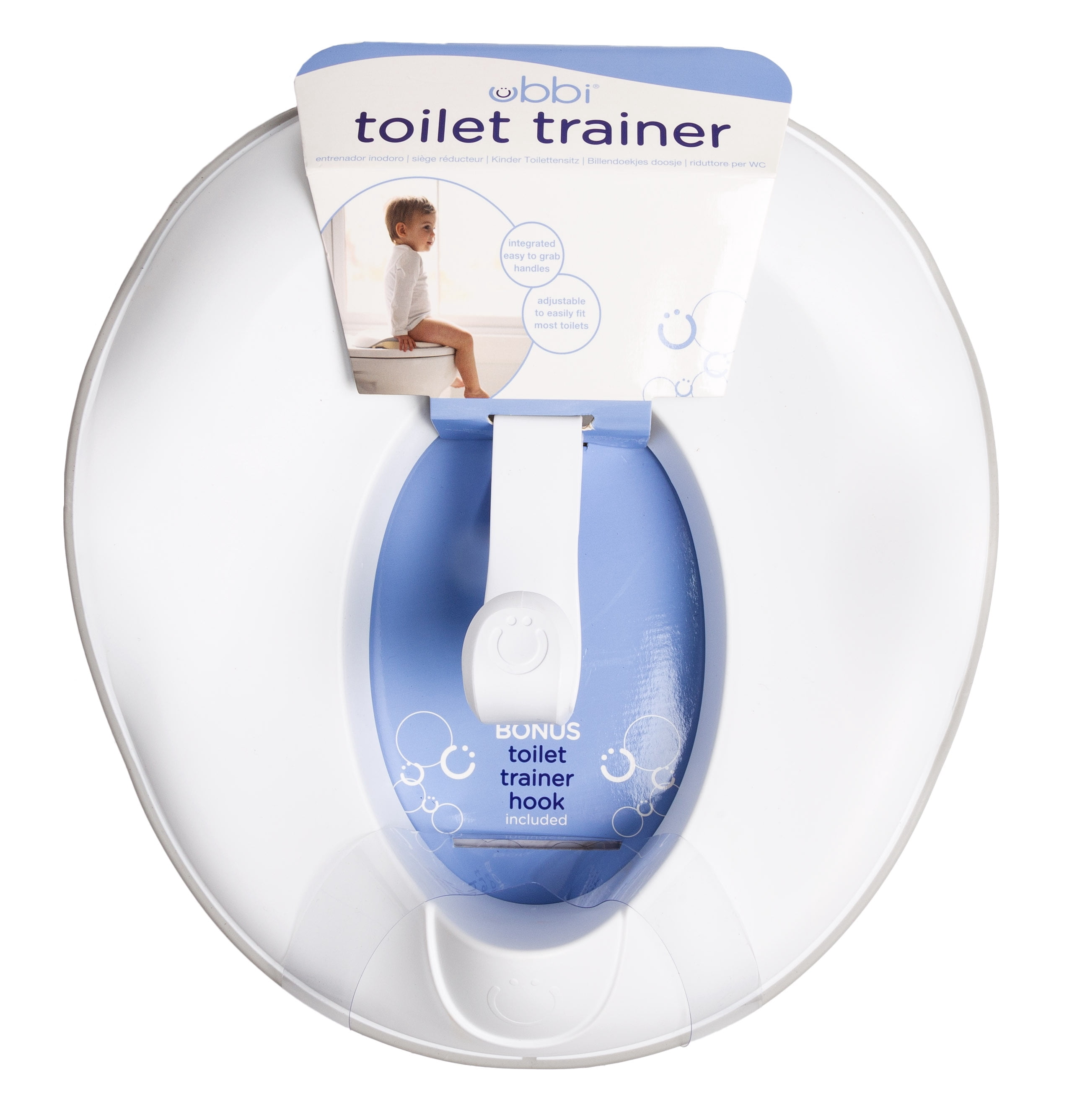 Ubbi Adjustable Toilet Trainer for Toddlers with Built-In Handles & Hanging Hook for Storage, Gray
