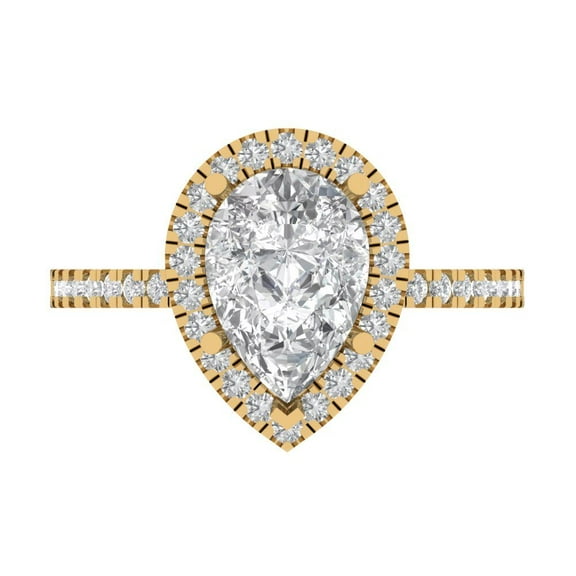 Clara Pucci 14K Yellow Gold 2.38ct WhiteSapphire Halo Ring for Women