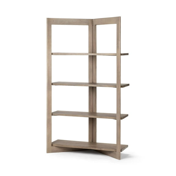Mercana Turnbull I 42L x 20W x 72H Light Brown Wood Four Shelf Shelving Unit