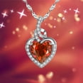 thumbnail image 6 of Sterling Silver Simulated Garnet Heart Pendant Necklace, 18" Gifts for Women, 6 of 6