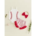 thumbnail image 4 of Baby Girl Summer Outfit Cute Baseball Print Sleeveless Romper Bodysuit + Ruffle Bloomers Shorts + Headband 3Pcs Set Game Day Clothes 0-18M, 4 of 9