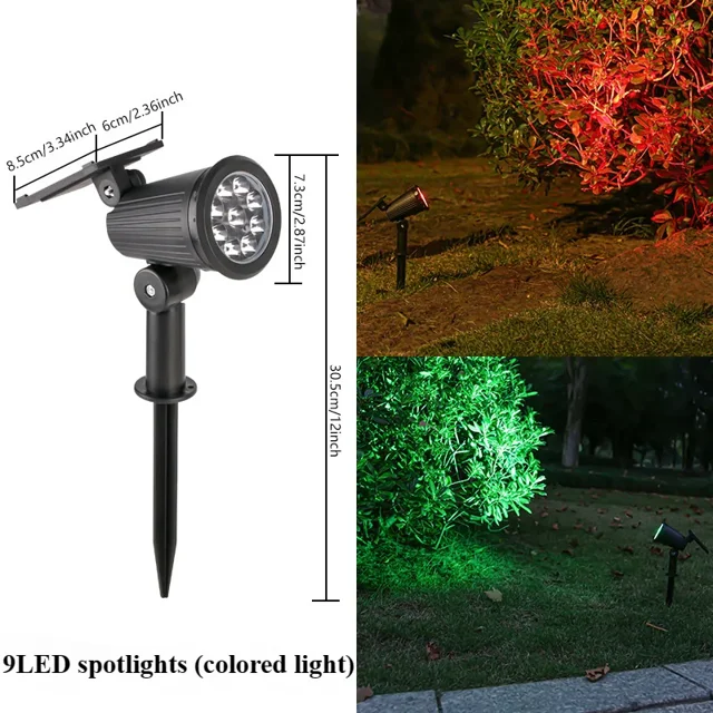Spot Solaire 9 LED Extérieur Étanche pour Jardin Éclairage Paysager Décoration Allée Pelouse