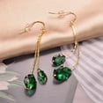 thumbnail image 4 of Yoursfs Long Chains Fishhook Earrings Gold Plated Green Zirconia Tassels Dangle Earrings for Women, 4 of 5