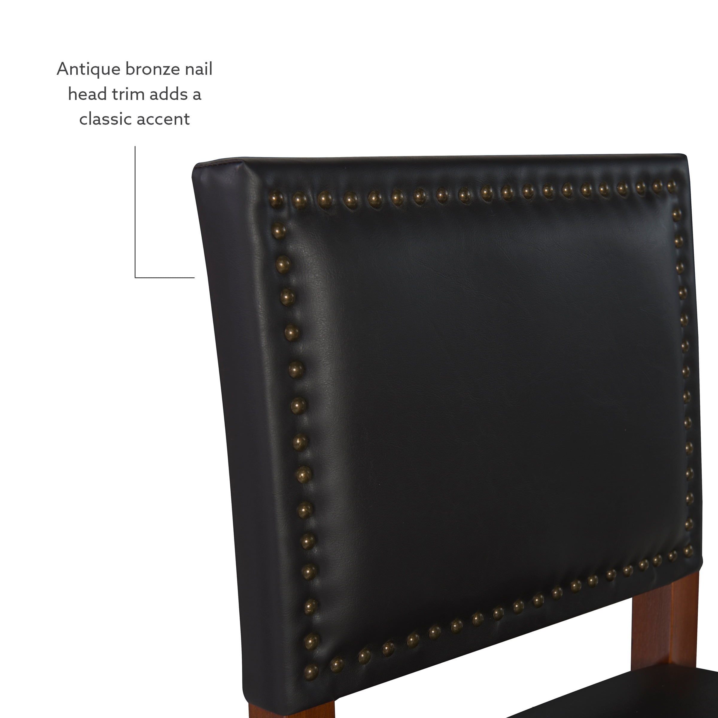 Linon Brook 30" High Back Bar Stool, Rustic Cherry/Black Faux Leather