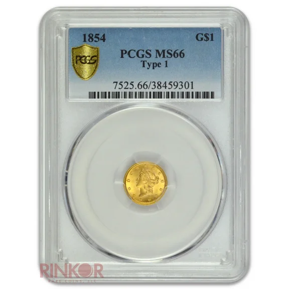 1854 $1 Type 1 Liberty PCGS MS 66