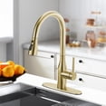 thumbnail image 5 of Sunrinx Brushed Gold Kitchen Faucet Pull Down Sprayer, 3 Mode, 360° Swivel Sink Faucet, 5 of 10