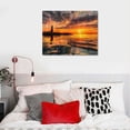 thumbnail image 5 of Acheng  Large Size Ocean Beach Wall Art Lighthouse at Sunset Pictures Canvas Print Coastal Landscape Painting for Home Office Living Room Decoration picture 3, 5 of 6