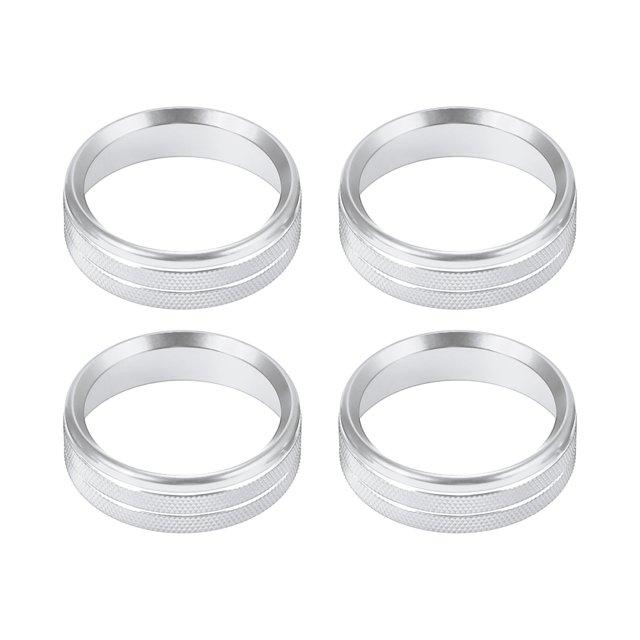4 Piezas Coche Aire Acondicionado Perilla Anillo Cubiertas Aluminio Aleación Plateado Tono