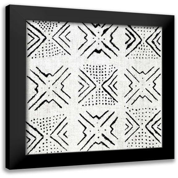 Roberts, Ellie 12x12 Black Modern Framed Museum Art Print Titled - Mudcloth White IV