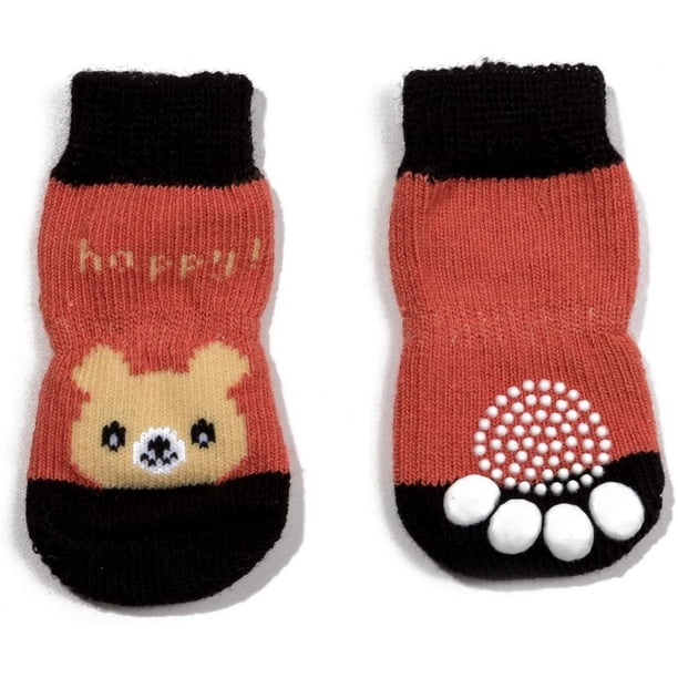 Calcetines antideslizantes para perros y gatos: protege las patas de las mascotas y los pisos interiores, con almohadillas de goma, adecuados para perros y gatos pequeños o grandes (L)