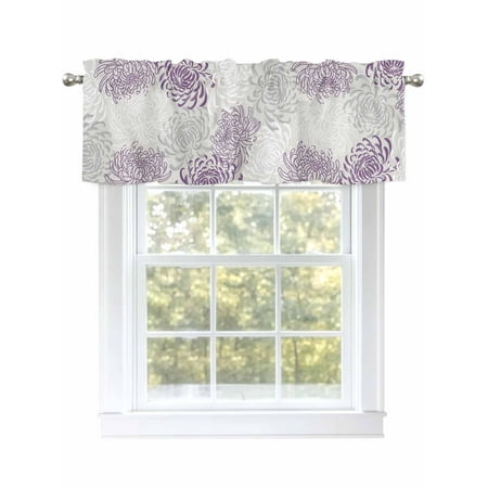 Vintage Floral Valances for Windows Rod Pocket Kitchen Valance Curtains - Soft & Washable Small Window Treatment for Living Room Bathroom Purple Gray 54x18inch