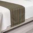 thumbnail image 2 of African Bed Runner, Folkloric Style Geometric Triangles Funky Folk Bohemian Stripes, Decorative Accent Bedding Scarf for Hotels Homes and Guestrooms, Twin, Pale Coffee and Jade Green, by Ambesonne, 2 of 2
