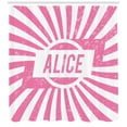 thumbnail image 3 of Alice Shower Curtain, Grunge Looking Design for Girls Lettering in Pink Color on Radial Background, Fabric Bathroom Set with Hooks, 69W X 84L Inches Extra Long, Pale Pink and White, by Ambesonne, 3 of 3