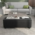 thumbnail image 7 of Storage Ottoman Bench, Ottoman Foot Rest, Mid-Century Modern, Synthetic Leather with Stitching, Dual Safety Hinges, 680 LBS Load, End of Bed Bench for Bedroom, Living Room, Entryway, 7 of 7