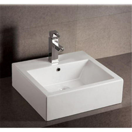 Square Mounting Holes - Alfi Trade 19.62 in. Isabella square wall mount basin with overflow#44; single faucet hole and rear center drain- White
