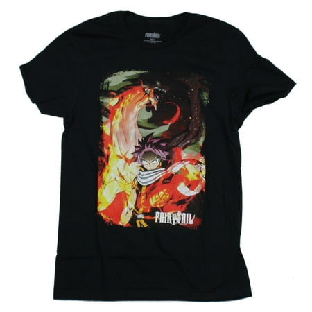 Fairy Tail Mens  T-Shirt -  Powerful Natsu And Fiery Dragon Image