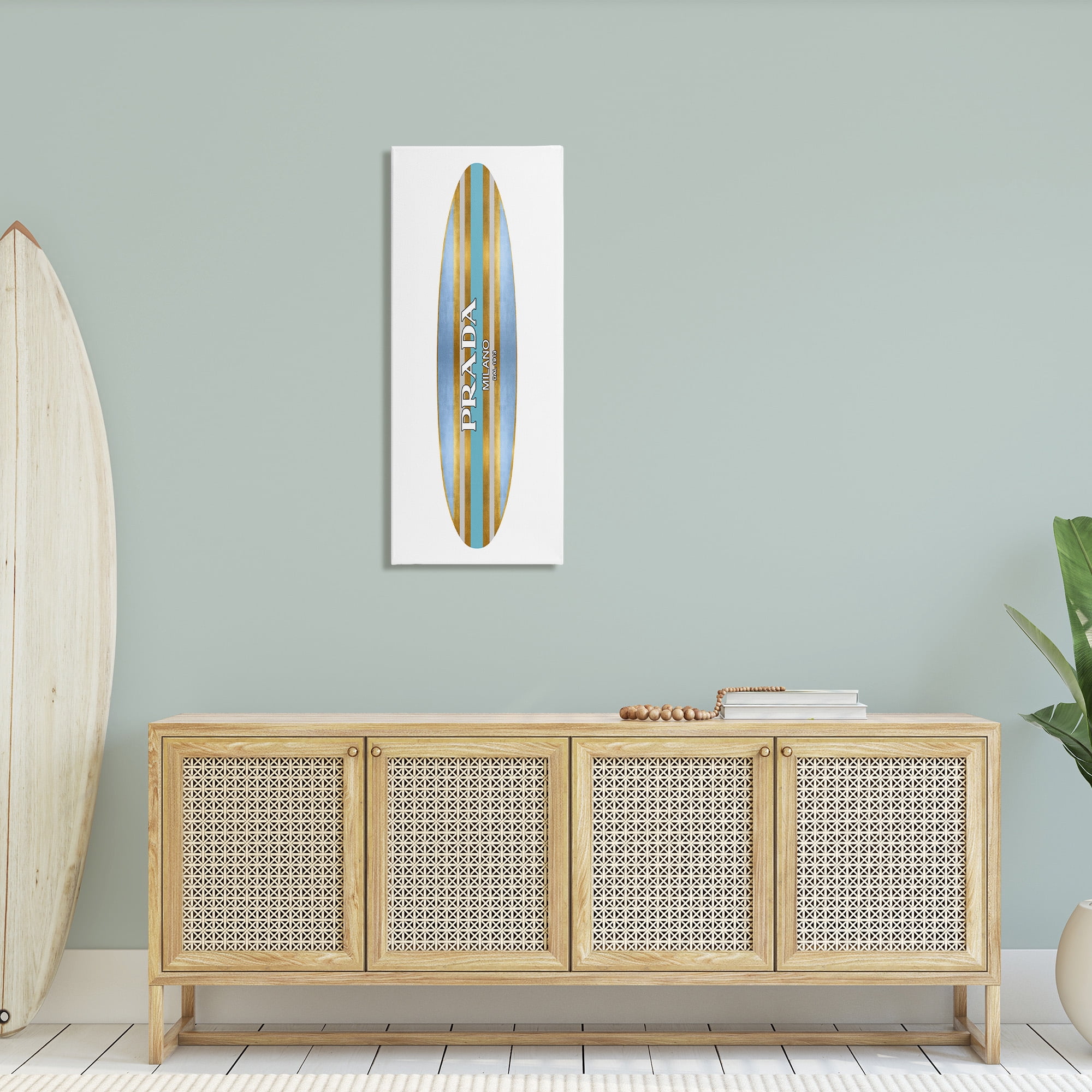 Stupell Industries Fashion Glam Surfboard Nature Painting Gallery Wrapped Canvas Art Print Wall Art, 17 x 40