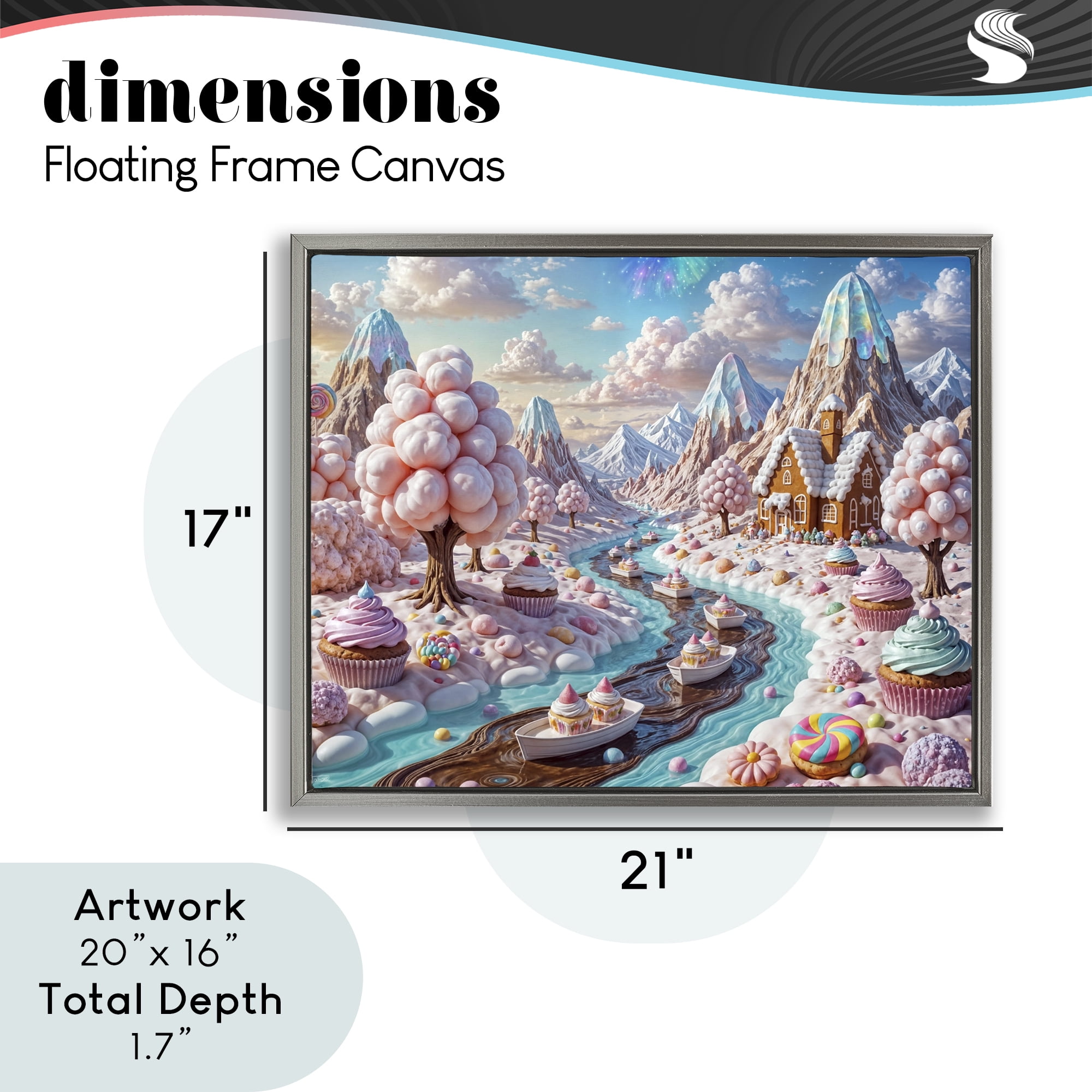 Stupell Industries Dreamlike Candy Land Whimsy Gray Framed Floater Canvas Wall Art, design by Tabz Jones