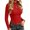 Red, variant on Kukoosong Women's Long Sleeve Mock Neck Tops, Stretchy Ribbed Knit Shirt with Scalloped Edge for Casual Wear