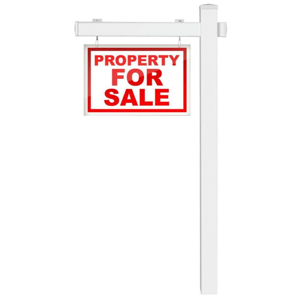 Spaco 6 Feet Vinyl UPVC Real Estate Sign Post Realtor Yard Sign Post, Premium UPVC Material Stake, Rigid Rust-free Steel Power Stake for Outdoor, White