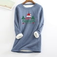 thumbnail image 3 of Tbopshirt Womens Hoodless Sweatshirts,Plus Size Essential Crewneck Sweatshirts Christmas Women's Round Neck Pocket Thickened Plush Warm Long Sleeve Tops, 3 of 5